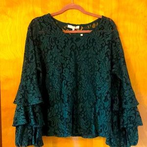 Beautiful Lace & Ruffled Sleeve Top